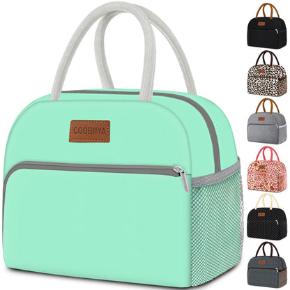 Coobiiya Lunch Bag Women, Lunch Box Bag for Women Adult Men, Small Leakproof Cute Lunch Tote Large Capacity Reusable Insulated Cooler Lunch Container for Work/Office/Picnic/Travel-Green