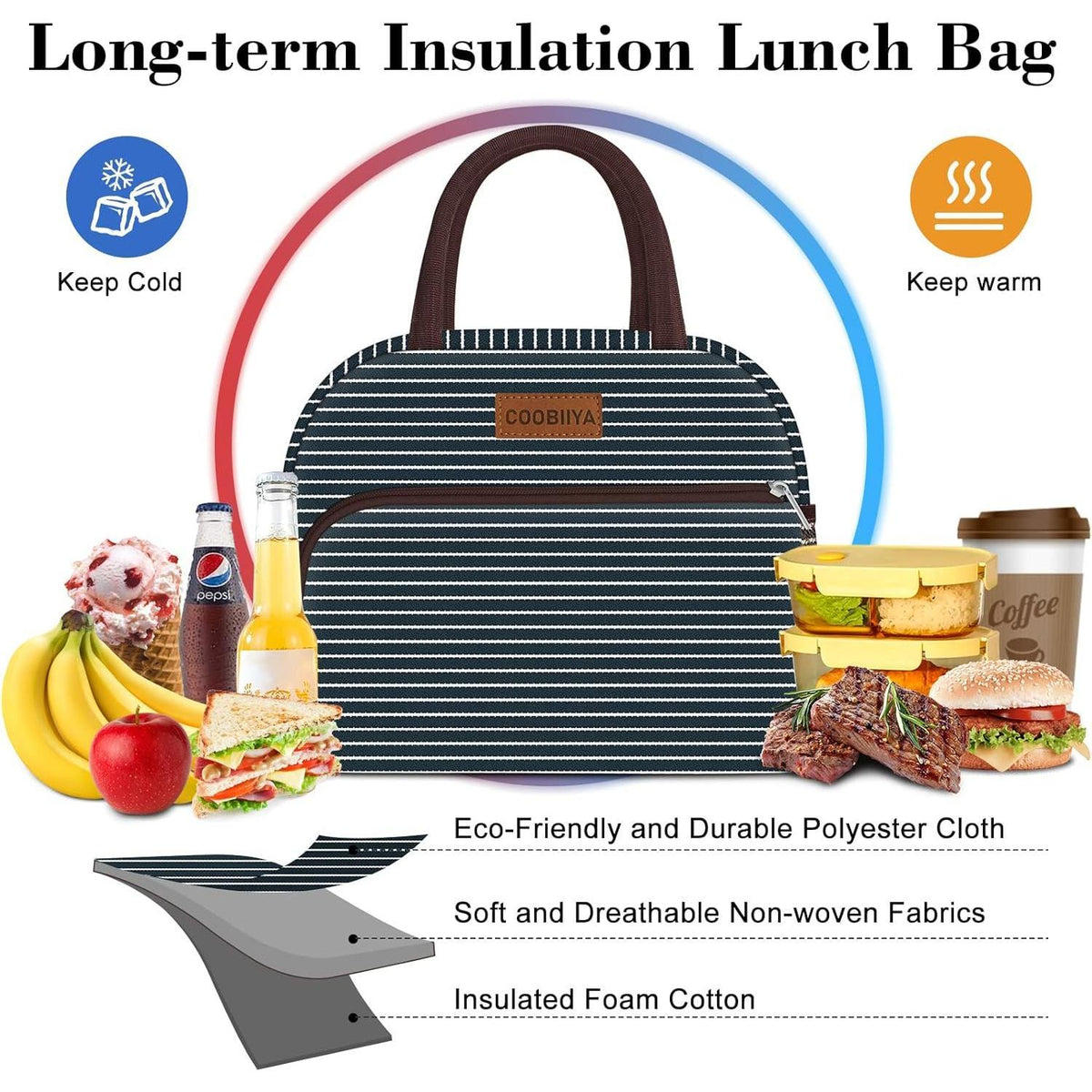 Coobiiya Reusable Lunch Bag – Wholesome Meal Carrier for Balanced Living on the Go, 10L