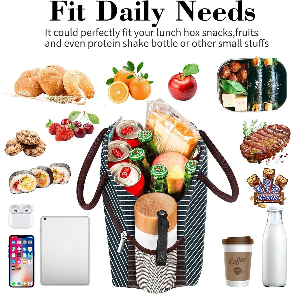 Coobiiya Reusable Lunch Bag – Wholesome Meal Carrier for Balanced Living on the Go, 10L