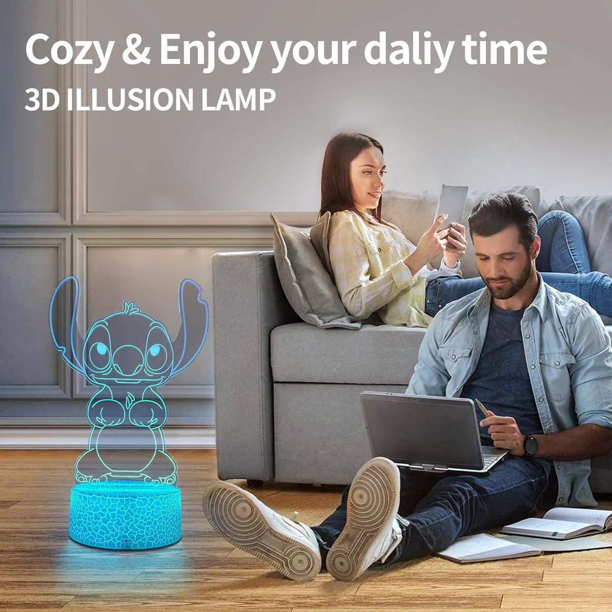 Cool Night Light 3D LED Lamp – Flameless Child Safe Night Light for Bedroom and Nursery Sleep Area