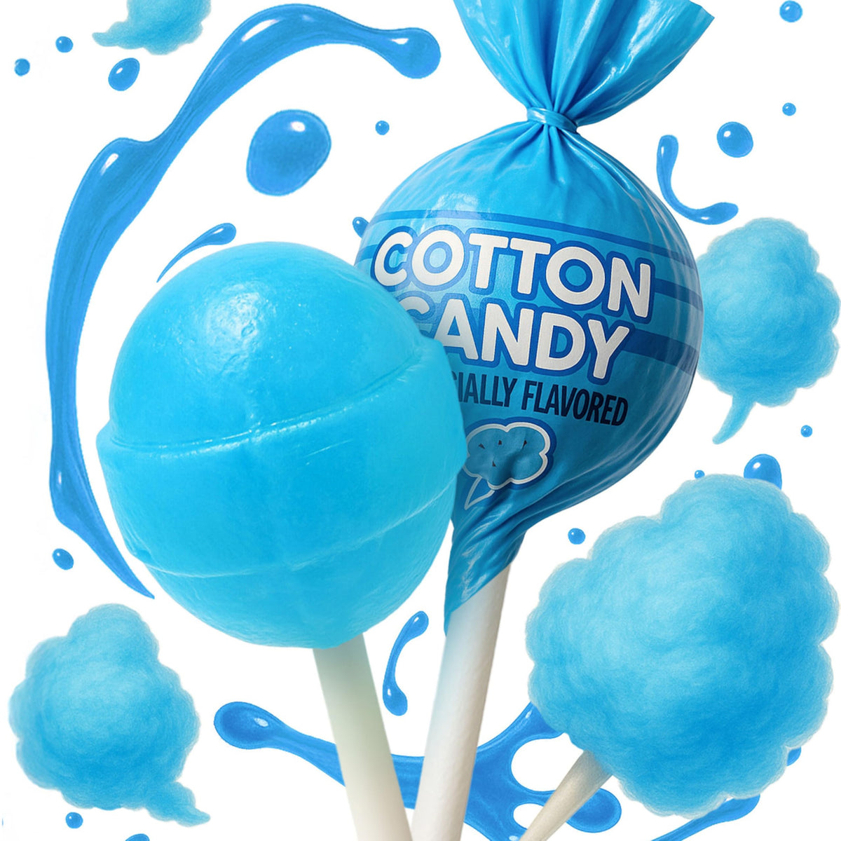 Cotton Candy Mini Lollipops – 65 Count Bulk Candy Pack, Individually Wrapped – Sweet Blue Suckers for Kids, Parties, Birthdays, Events & Parades