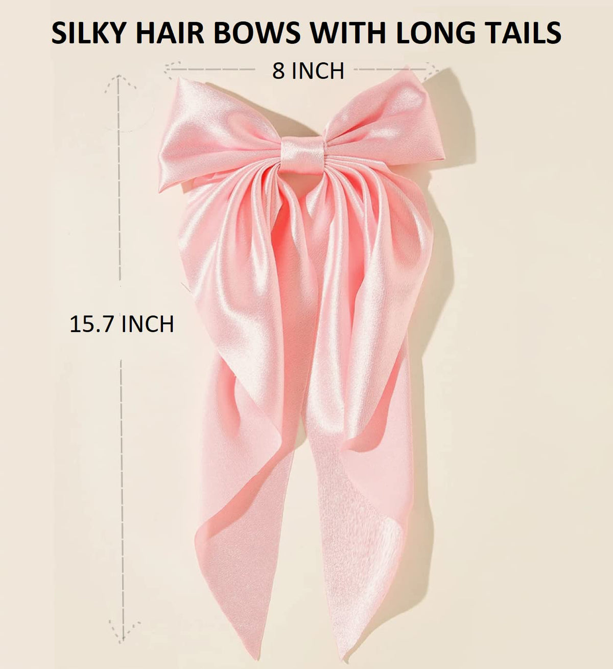 Couture Satin Hair Ribbon Clips with Long Tails – Sophisticated 8 Pack Gift Set, Romantic Luxury Hair Accessories