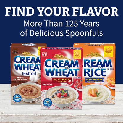 Cream of Wheat Original Hot Cereal – Smooth 1-Minute Breakfast Safe for Kids and Toddlers