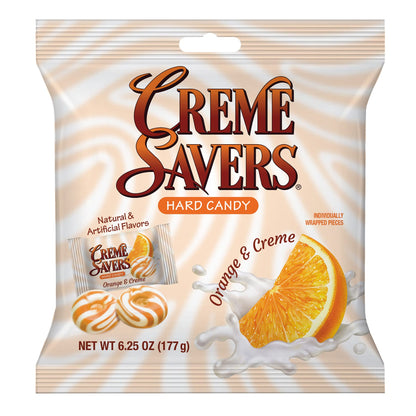 Creme Savers Orange and Creme Hard Candy | The Taste of Fresh Orange Swirled in Rich Cream | The Original Classic Creme Savers Brought To You By Iconic Candy | 6.25oz Bag