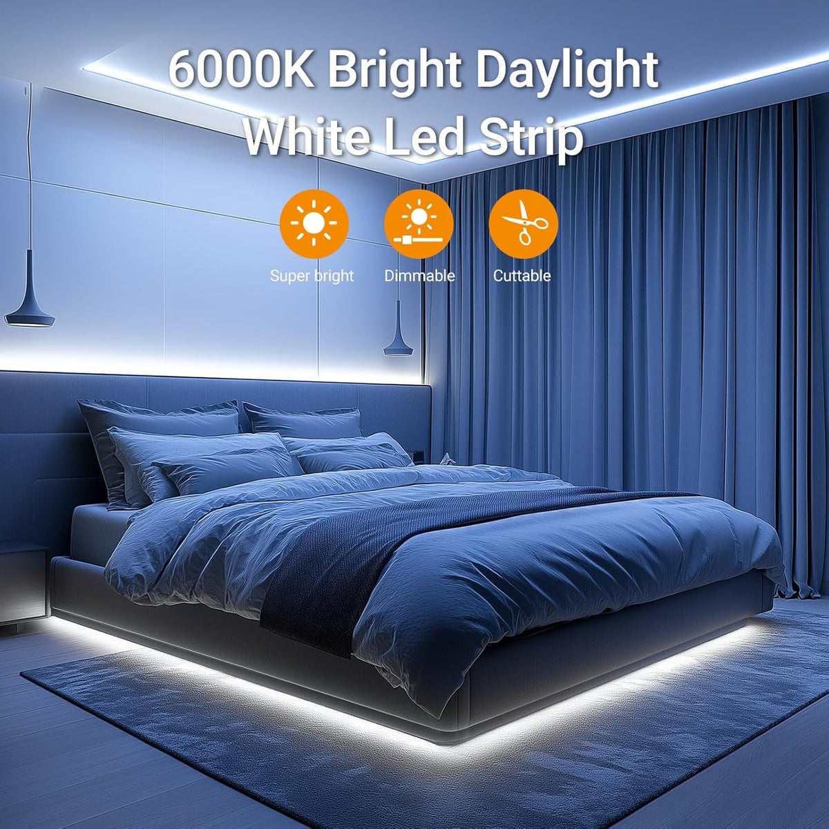 CT CAPETRONIX LED Strip Light – Bright 6000K Task Lighting for Home Office Desk and Vanity Counter, 2140 Lumen Daylight Strip
