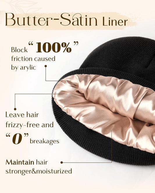 cuffed beanie construction for a snug fit over ears and adjustable styling