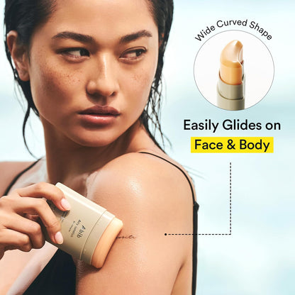 curved hands-free stick applicator for mess-free, on-the-go use