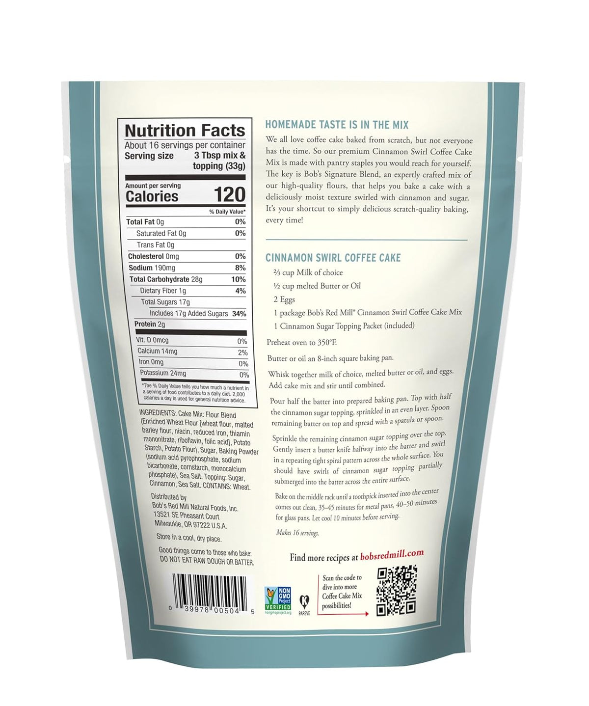 custom blend of four bob's red mill premium flours for tender, moist crumb