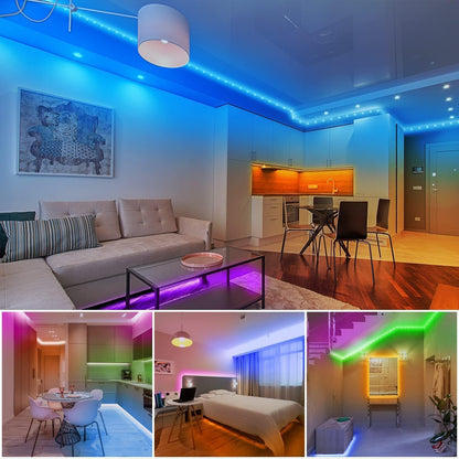 dalattin LED Lights for Room Makeover, Music Sync RGB Strip Lights with 16 Million Colors, App Control Ambient Lighting for Ceiling and Gaming Setup