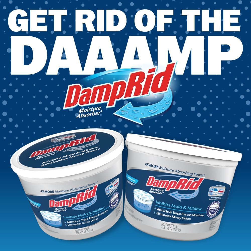 DampRid Hi-Capacity Fragrance Free Absorber Bucket – Uncluttered Closet Humidity Solution, Effortless Maintenance with Visual Indicator Line, 2 lb. 15.5 oz.
