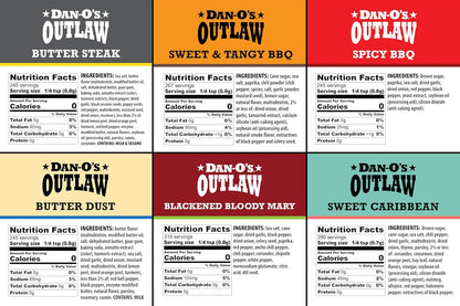 Dan-O's Outlaw Seasoning 6 Bottle Set – Mindful Cooking Companion for Slow Weekend Brunches and Relaxed Grilling