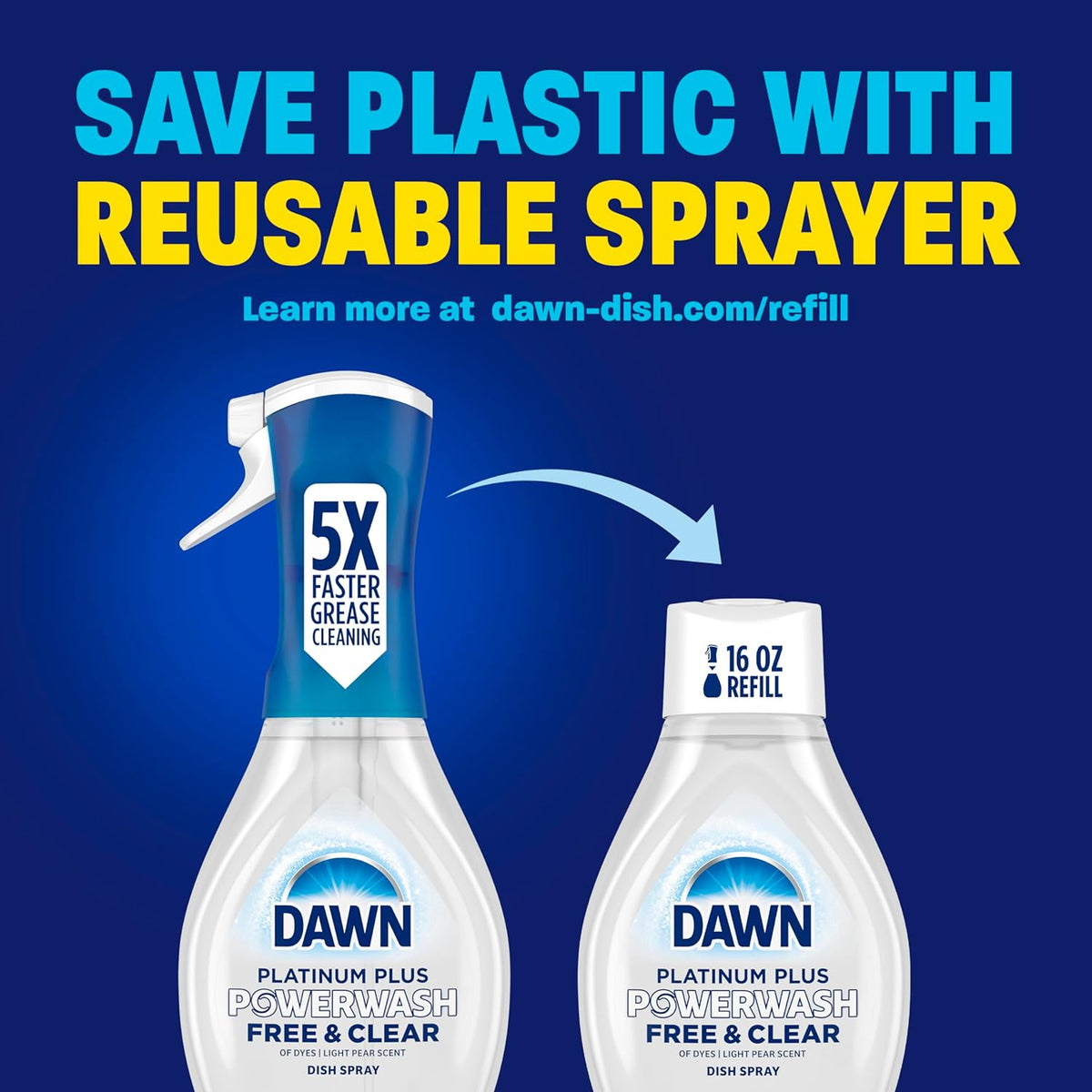 Dawn Powerwash Free & Clear Light Pear Dish Spray for Playroom-Adjacent Counter Cleaning, No Flame No Fumes Family Friendly