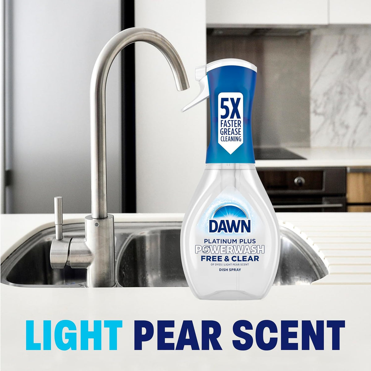 Dawn Powerwash Free & Clear Light Pear Dish Spray for Playroom-Adjacent Counter Cleaning, No Flame No Fumes Family Friendly