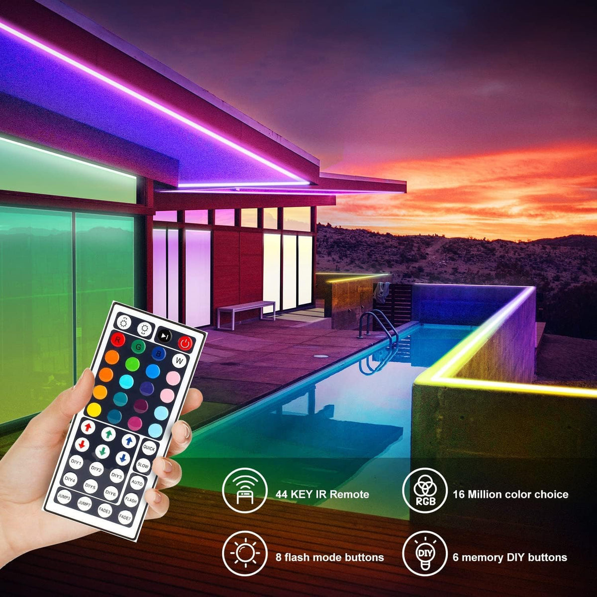 DAYBETTER LED Strip Lights 32.8ft – Focus-Friendly Ambient Backlight for Home Office Desk and Study Setup