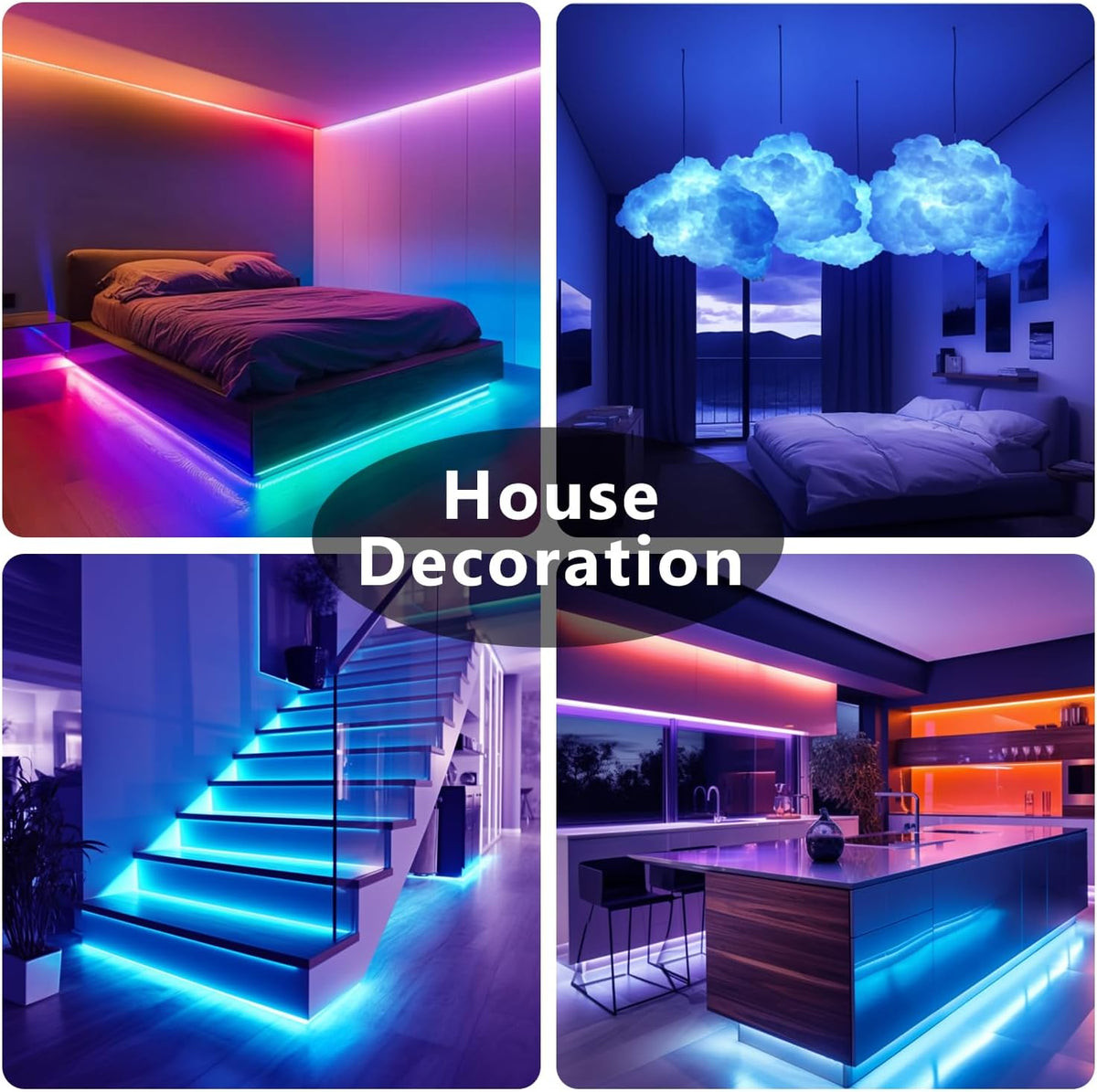 DAYBETTER LED Strip Lights 65.6ft-200ft with App and Remote, Simple RGB Color Changing Accent Lighting for Clean Modern Bedroom and Living Room