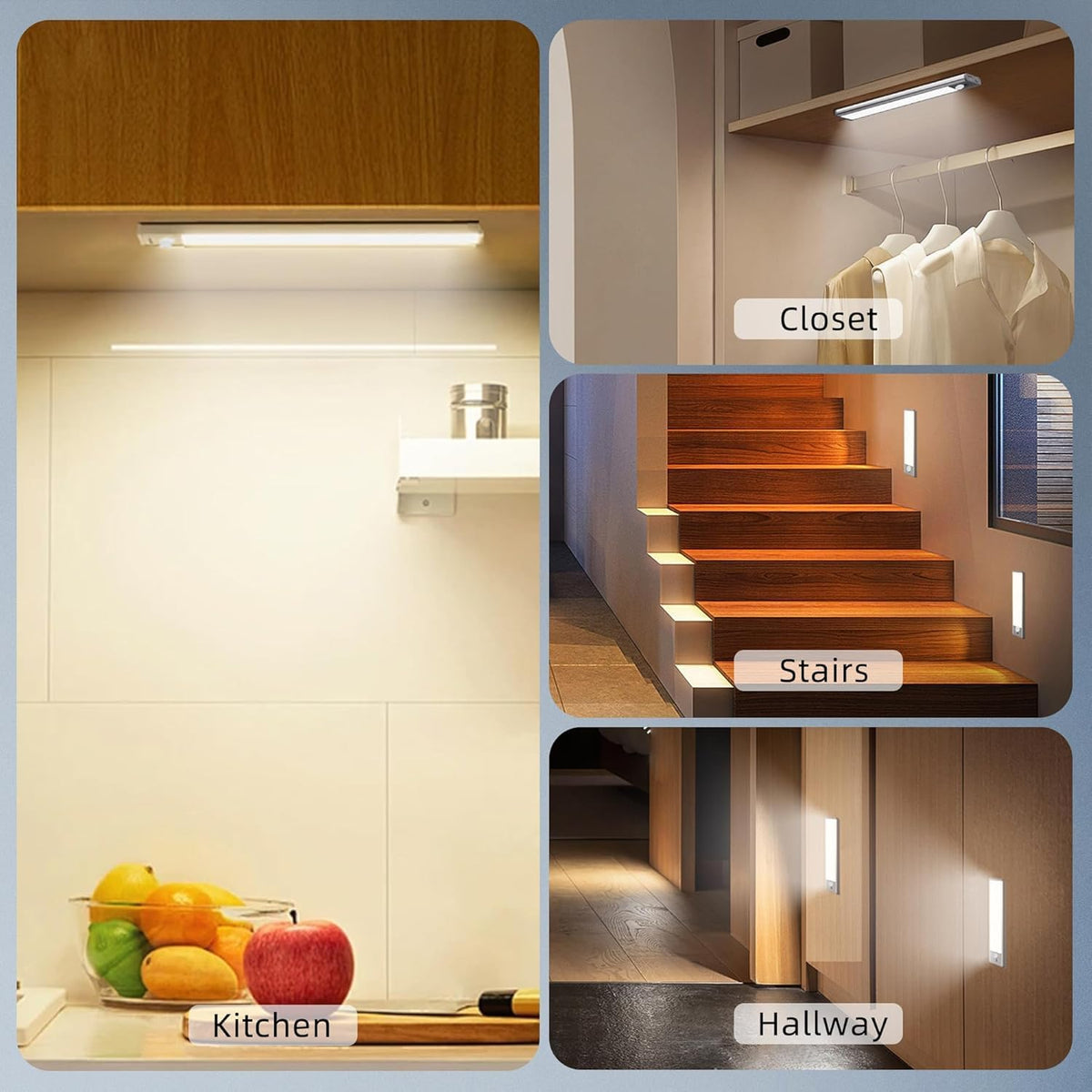 DAYBETTER Rechargeable Closet Lighting – Auto On/Off Night Light for Elderly Fall Prevention, 4-Pack