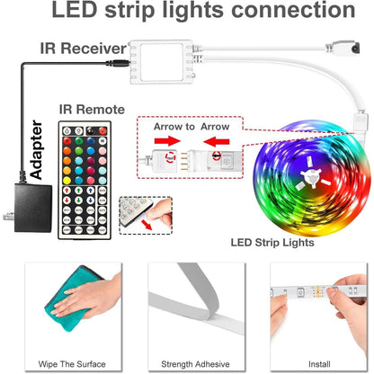 DAYBETTER RGB LED Strip Lights with Timer – Customizable Home Accent Lighting Behind TV Headboard and Kitchen Ambient Decor