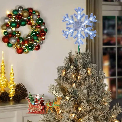 Dazzle Bright 9 Inch LED Snowflake Tree Top – Elegant Bedroom & Family Room Christmas Centerpiece Decoration