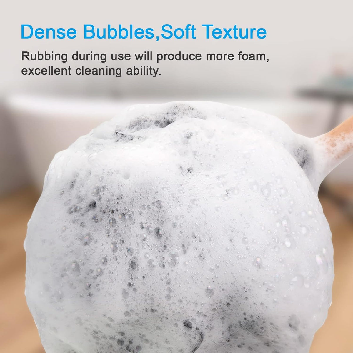 dense, fluffy mesh structure engineered for rich foaming with minimal product