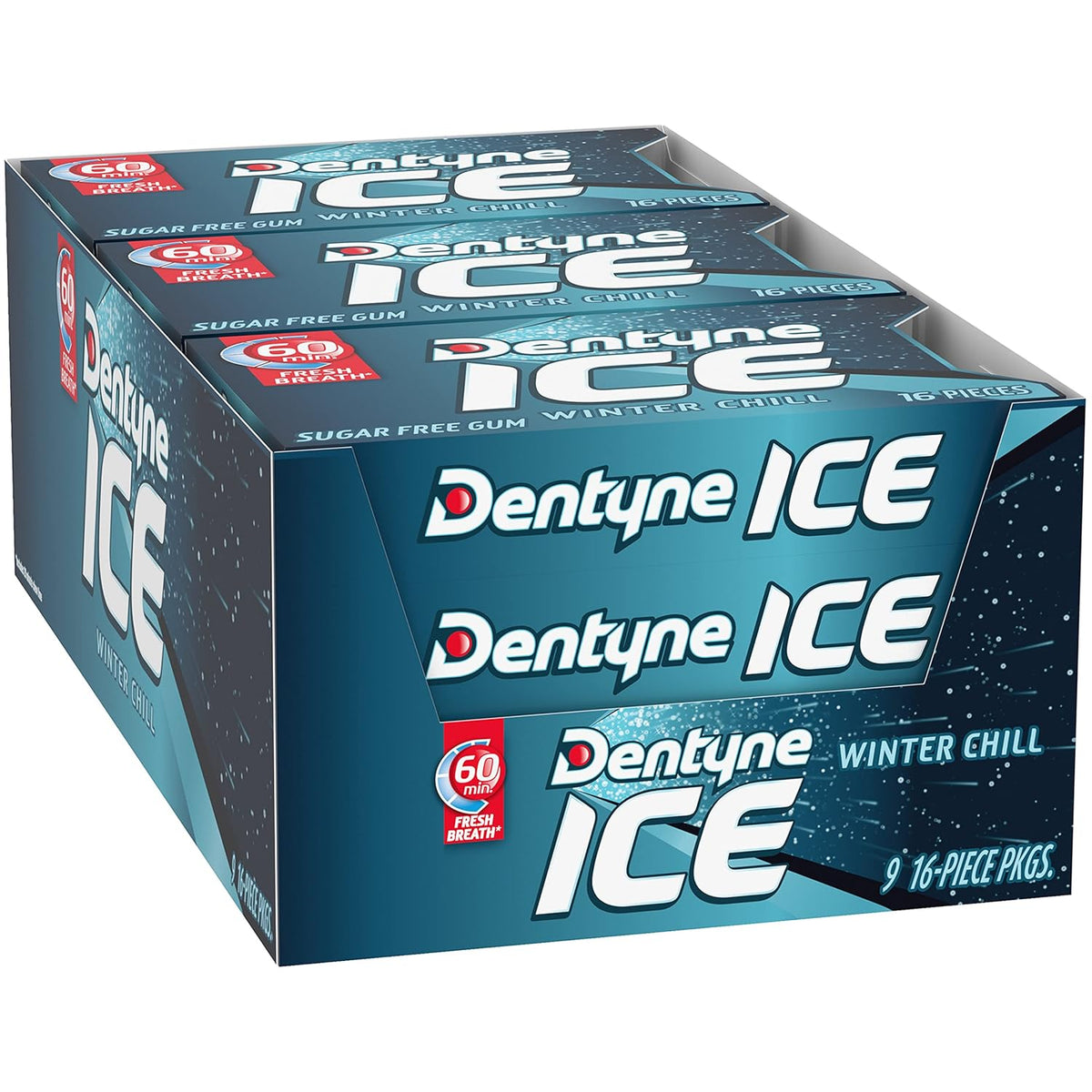 Dentyne Ice Winter Chill Sugar-Free Chewing Gum – Portable Fresh Breath Pack for Commuters and Remote Workers