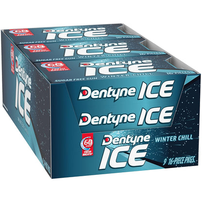 Dentyne Ice Winter Chill Sugar-Free Chewing Gum – Portable Fresh Breath Pack for Commuters and Remote Workers