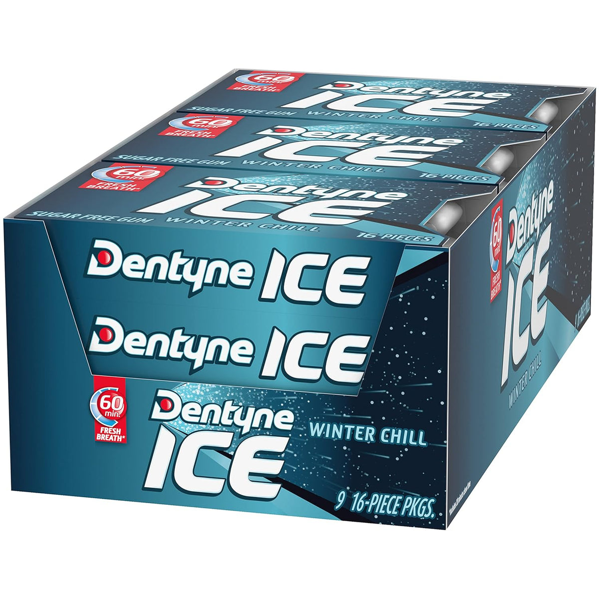 Dentyne Ice Winter Chill Sugar-Free Chewing Gum – Portable Fresh Breath Pack for Commuters and Remote Workers