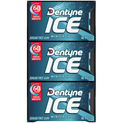 Dentyne Ice Winter Chill Sugar-Free Chewing Gum – Portable Fresh Breath Pack for Commuters and Remote Workers