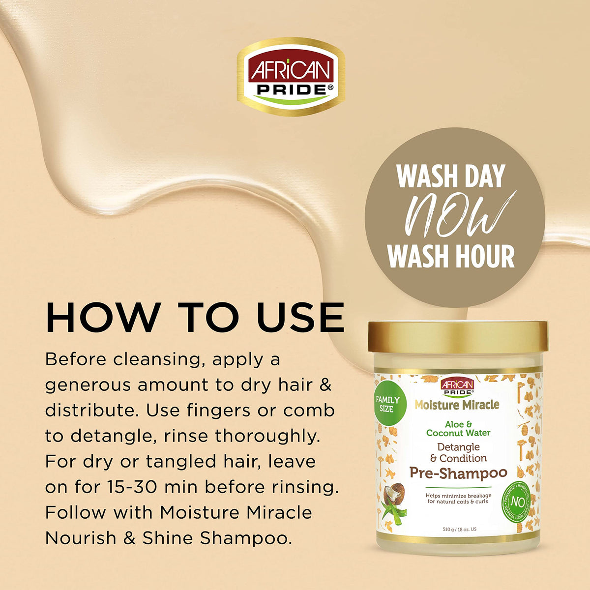 designed for coily and curly hair types (types 3a-4c) to detangle and soften before cleansing
