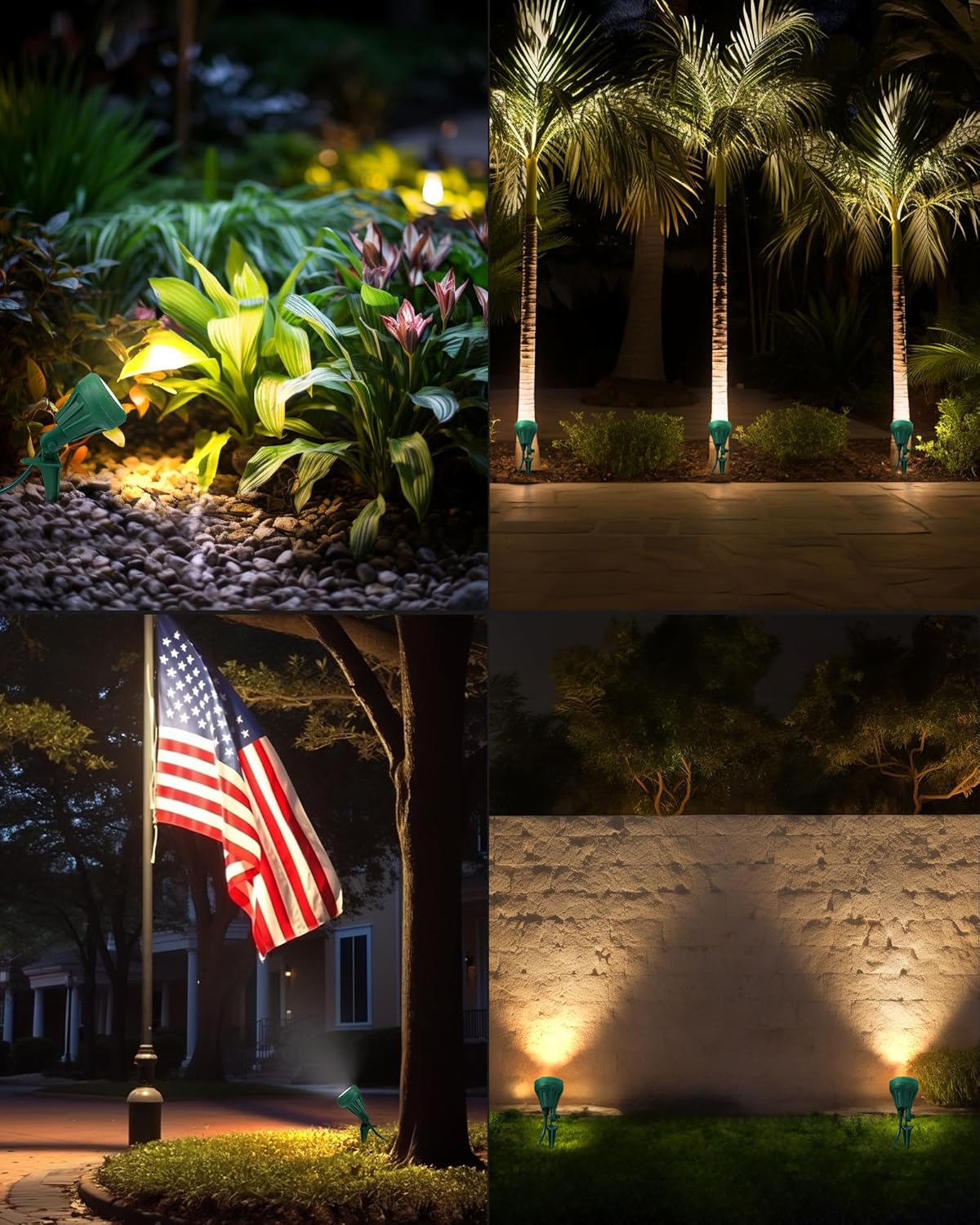 DEWENWILS Outdoor Spot Light with 3 Color Lenses – Designer-Grade Accent for Sculptures, Palm Trees, and Home Façades