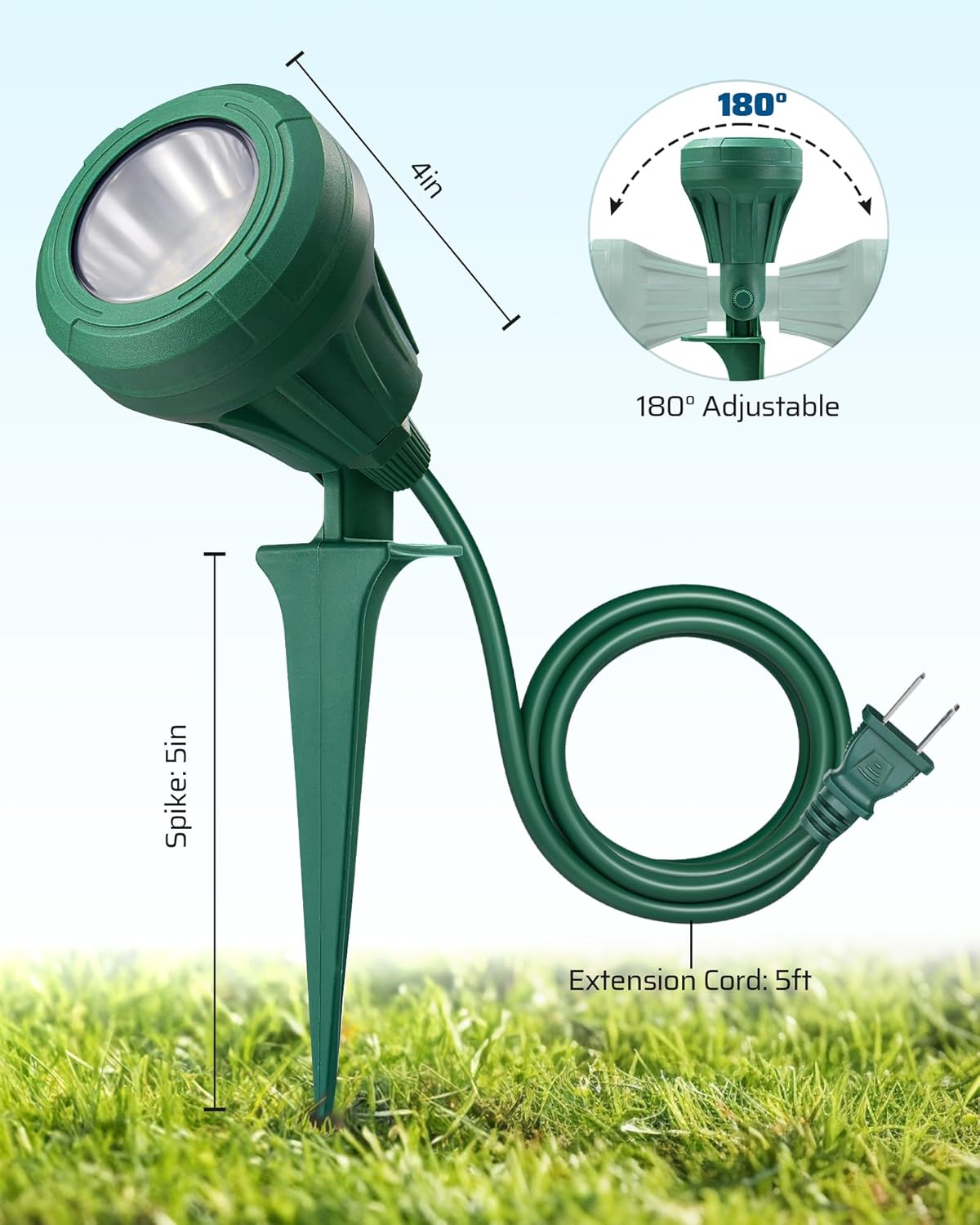 DEWENWILS Outdoor Spot Light with 3 Color Lenses – Designer-Grade Accent for Sculptures, Palm Trees, and Home Façades