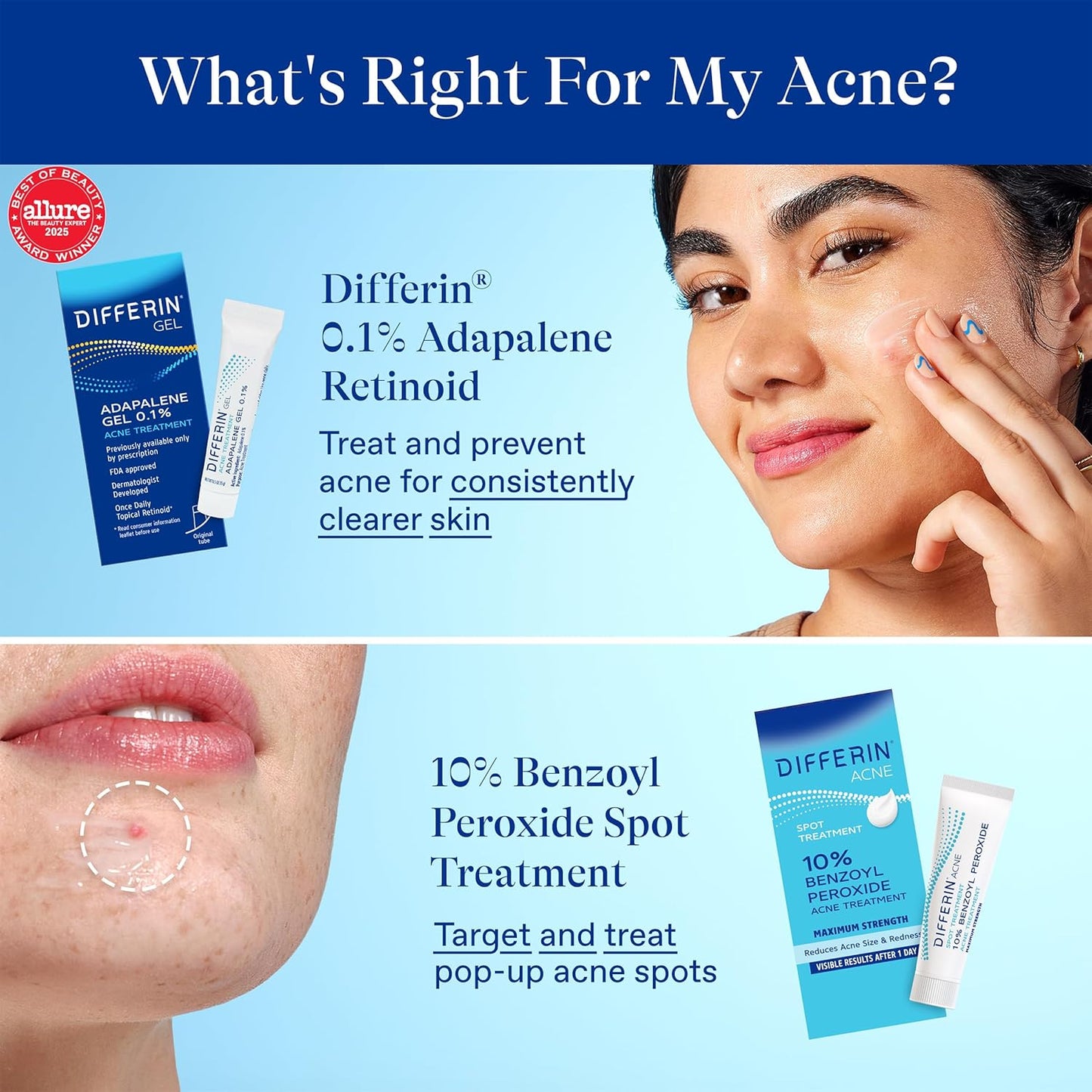 Differin Acne Spot Treatment – Clean Routine Staple for Cluttered-Free Vanities, 1 oz Unscented Gel