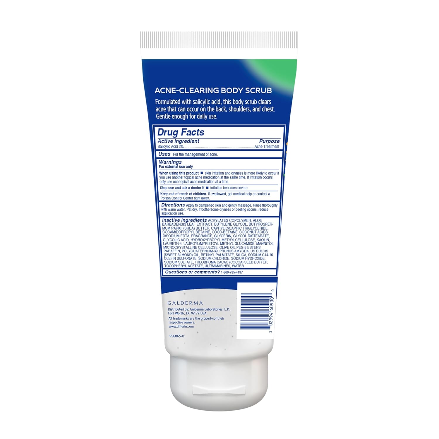 Differin Body Scrub with Salicylic Acid – Daily Shower Self-Care Ritual for Clearer Back and Shoulders