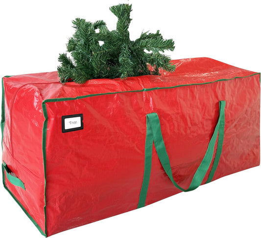 dimensions of 48"l x 15-16"w x 20"h sized to fit up to a 7.5 ft or 9 ft disassembled tree