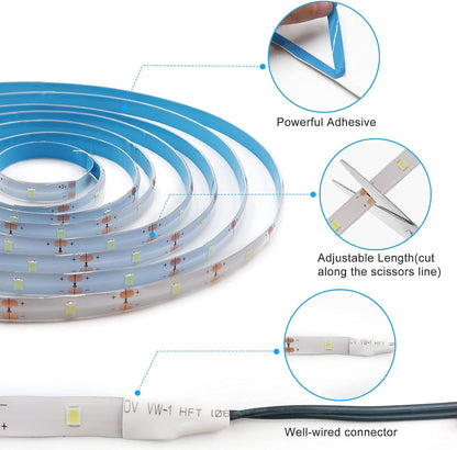 Dimmable Battery LED Strip Light with Remote Timer for TV Backdrop Headboard and Shelf Decor
