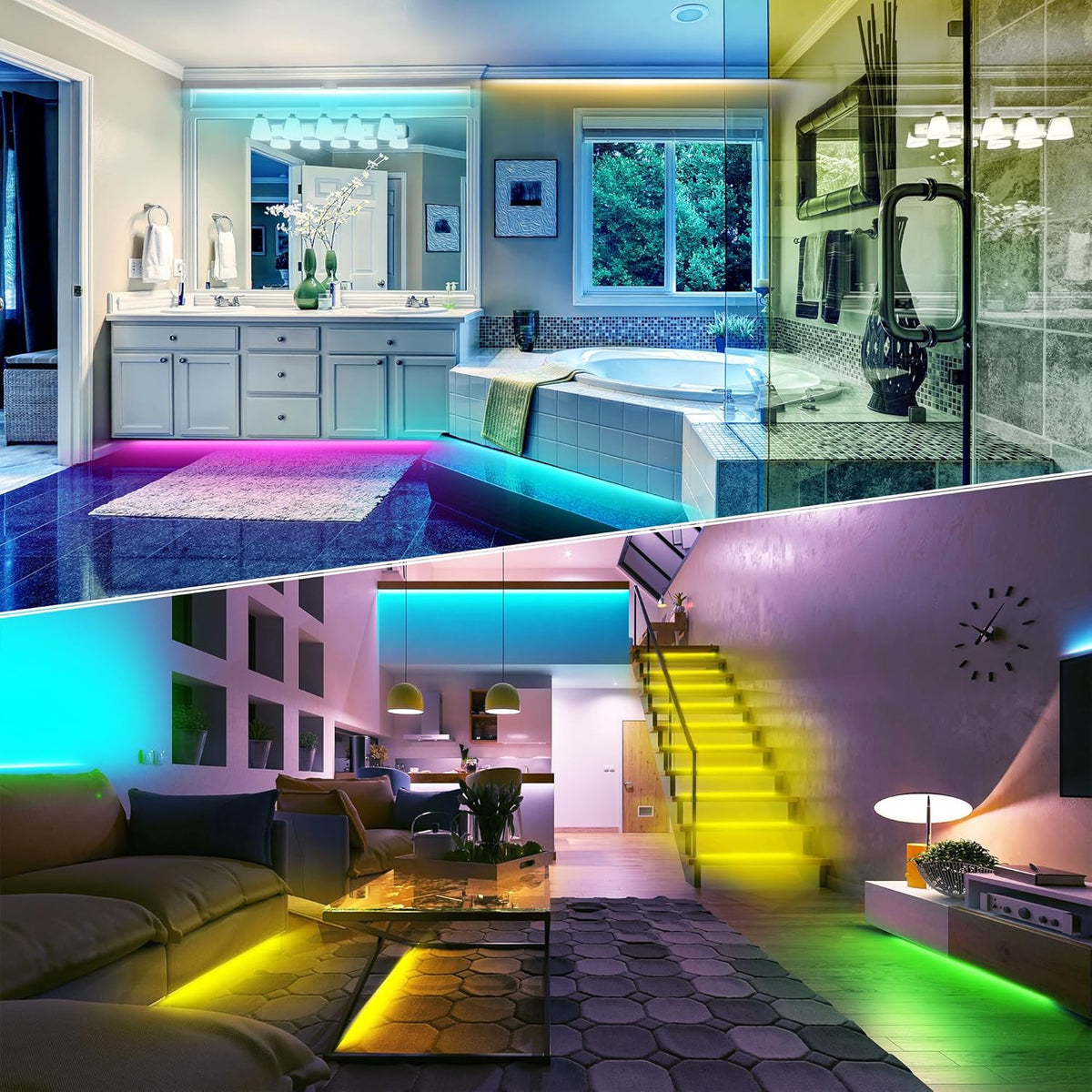 dimmable leds: 5 preset levels via remote, continuous 1–100% via app