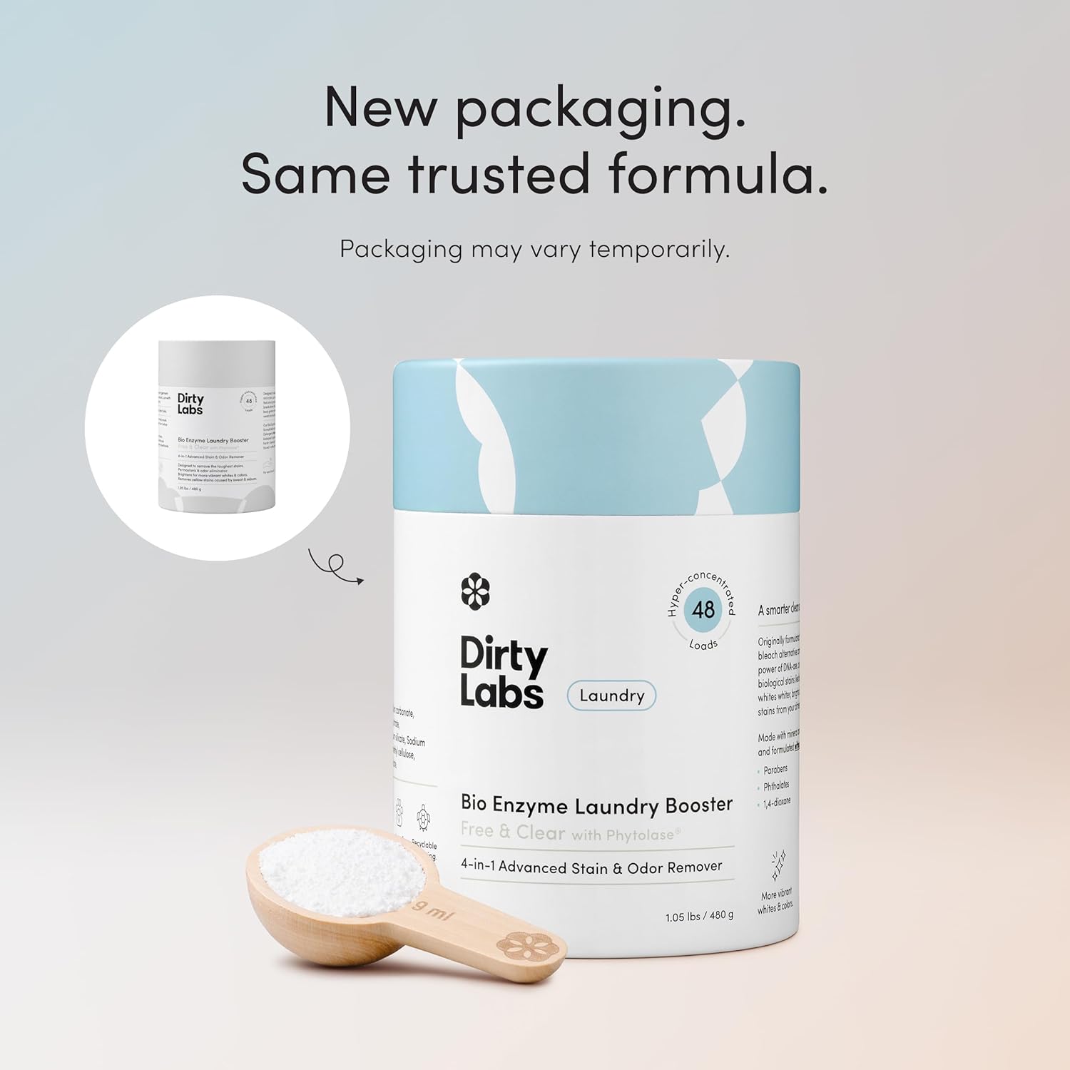 Dirty Labs Scent Free Bio Enzyme Laundry Booster for Chemical-Free Homes and CA Prop 65 Compliant Bed Sheet Care, 48 Loads