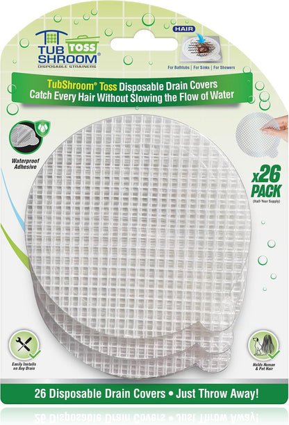 disposable fine-weave mesh that traps human and pet hair while letting water flow through