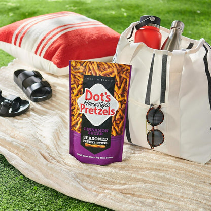 Dot's Pretzels Cinnamon Sugar Seasoned Pretzel – Crowd-Pleasing Snack for Tailgates, Backyard Patios, and Game Day