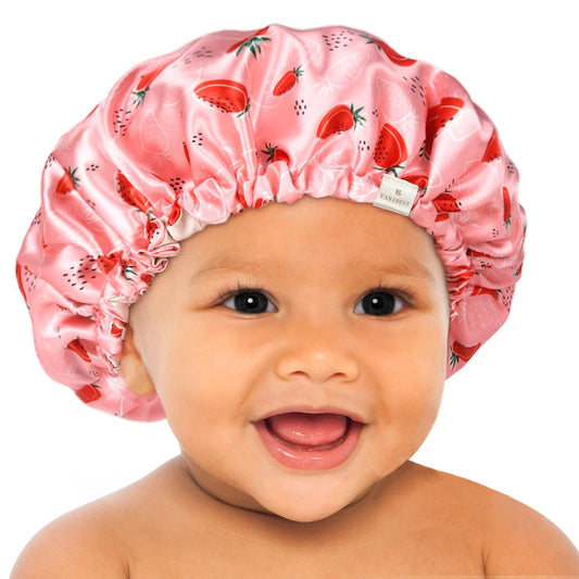 double-layer reversible satin construction with two distinct colorways per cap