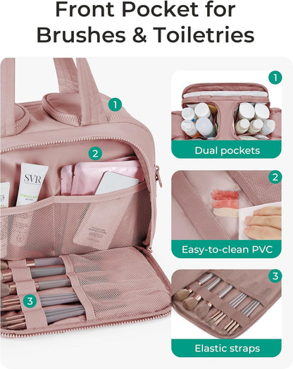 double side full-open zipper design allowing bottles to stand upright in the middle compartment