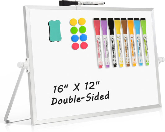 double-sided magnetic dry erase surface for twice the writing area