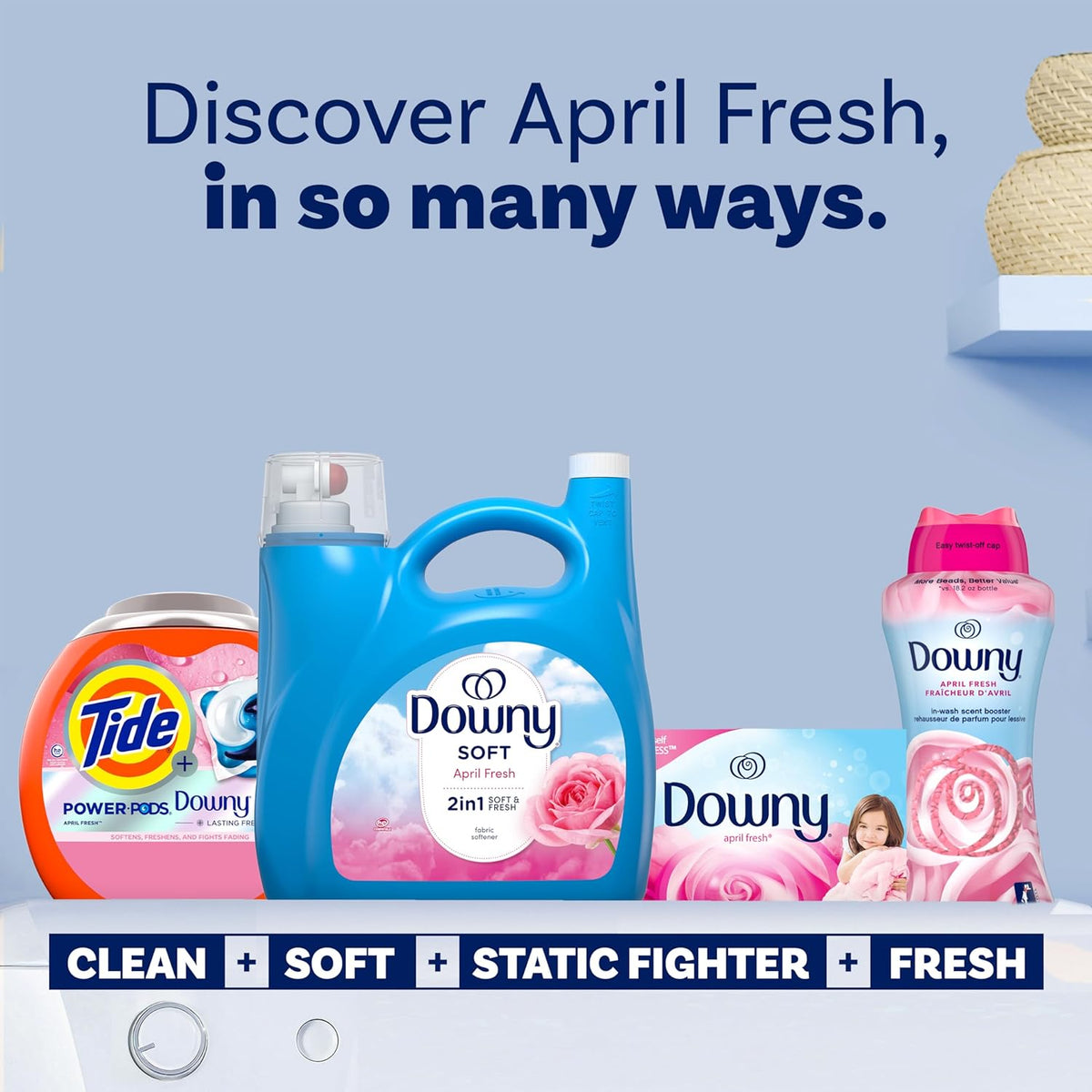Downy Soft 2 in 1 Softener and Freshener Clean Breeze, Fast-Delivered Laundry Care for Career Wardrobes and Background Focus Environments