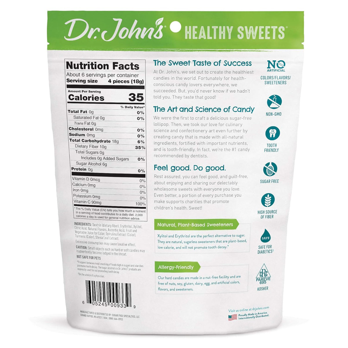 Dr. John's Healthy Sweets Black Licorice Hard Candy – Zero Sugar Desk Snack for Focused Afternoon Work Sessions, 24 Count