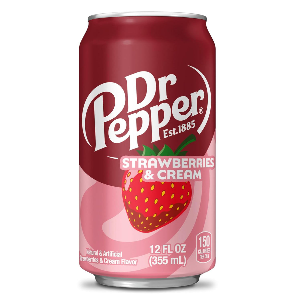 Dr Pepper Strawberries & Cream 12 fl oz Cans – Shelf-Stable Pack for Cookouts, Tailgates, and Patio Lunches