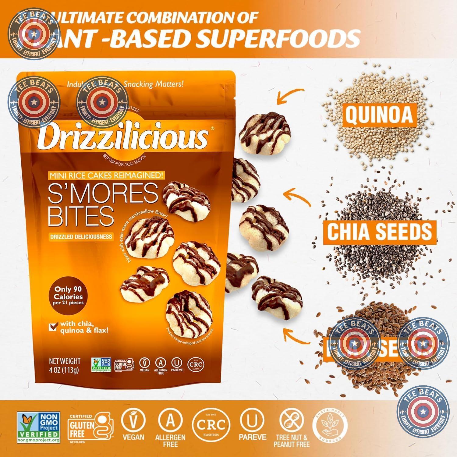 Drizzilicious Mini Rice Cakes S'mores – Allergen-Free Snack, Safe for Shared Kitchens and Classrooms