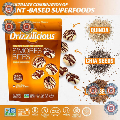 Drizzilicious Mini Rice Cakes S'mores – Allergen-Free Snack, Safe for Shared Kitchens and Classrooms