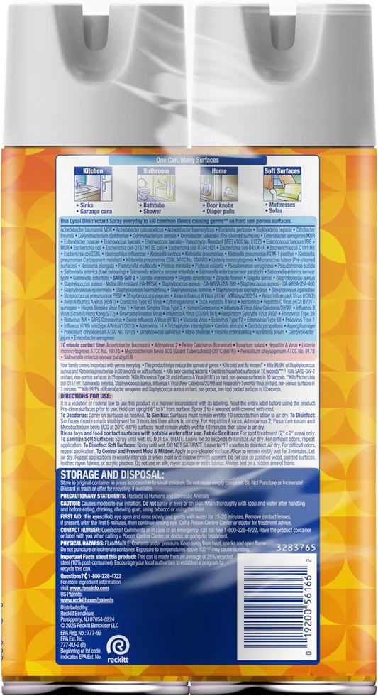 dual-action formula disinfects hard non-porous surfaces and sanitizes soft surfaces