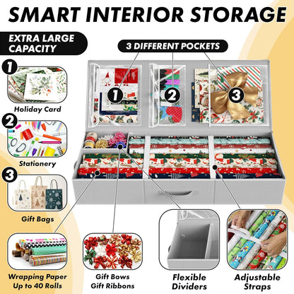 dual carrying handles for easy transport from closet to wrapping table