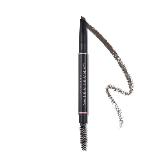 dual-ended design with oval-tip pencil on one end and spoolie brush on the other