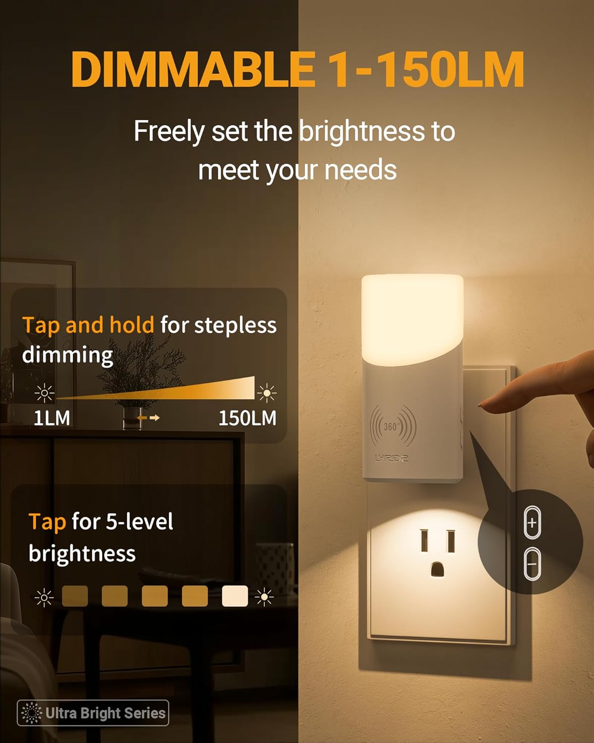 dual light source cylindrical design emitting up and down